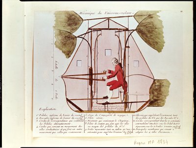 The Flying Machine of Jean Pierre Blanchard (1753-1809) by Francois Nicolas Martinet